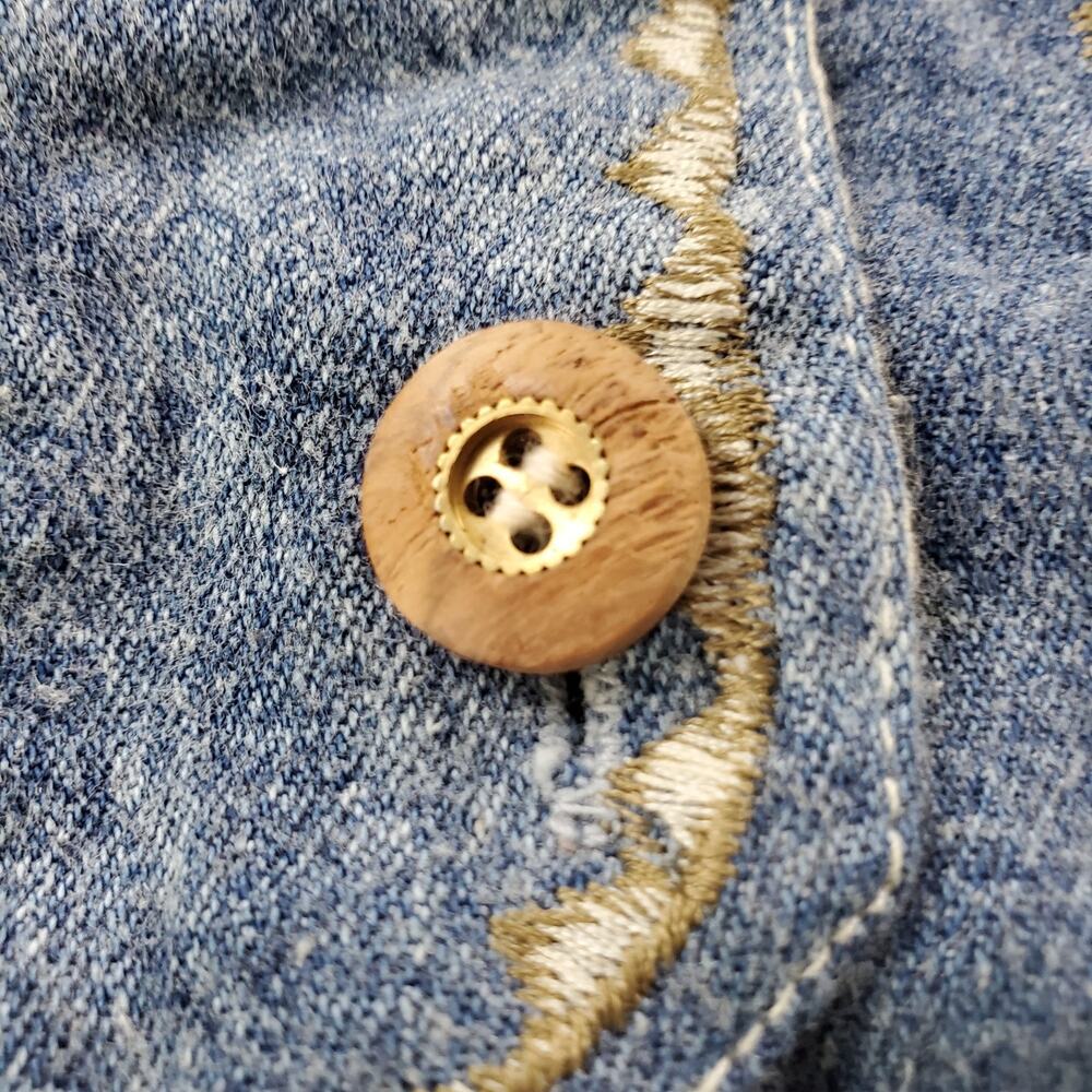 OO Designs 100% Cotton Western Style Vest Unisex Small Blue Denim Embroiled Rare - Picture 3 of 12